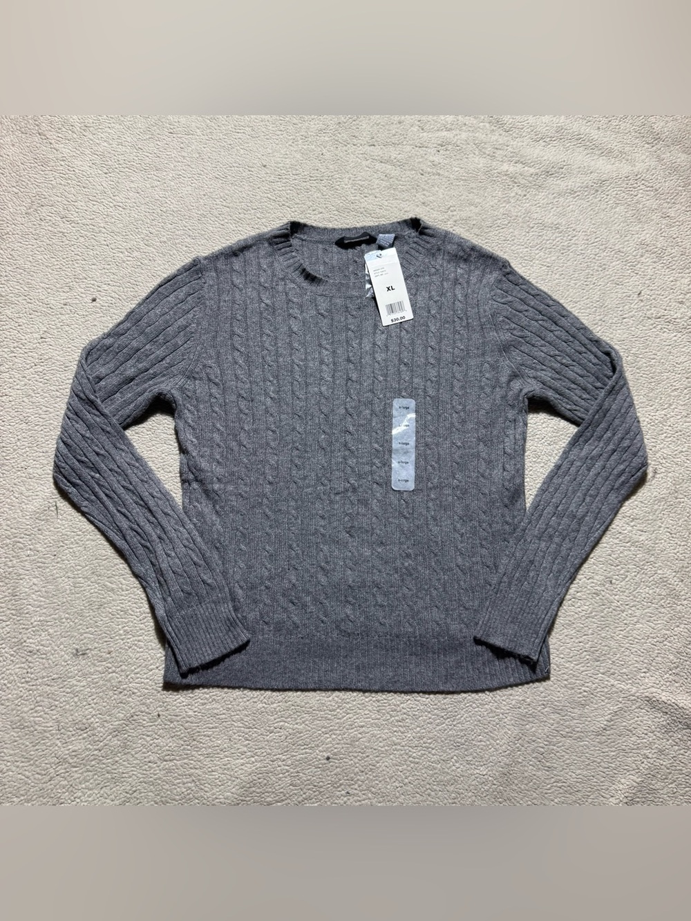 Hillard & Hanson Sweater Womens XL Gray Cable Knit Design Heathered Nylon NEW